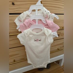 Floral and Pink Baby Onesies Set